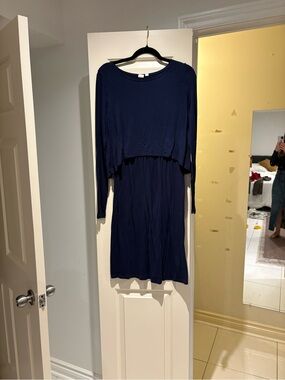 GAP maternity/nursing Navy Long Sleeve Midi Dress